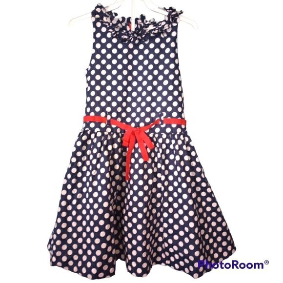 Savannah girls polka dot dress with tulle underneath and bow detailing - Picture 1 of 12
